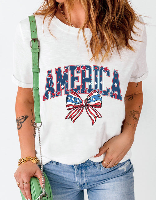 Load image into Gallery viewer, AMERICA Round Neck Short Sleeve T-Shirt
