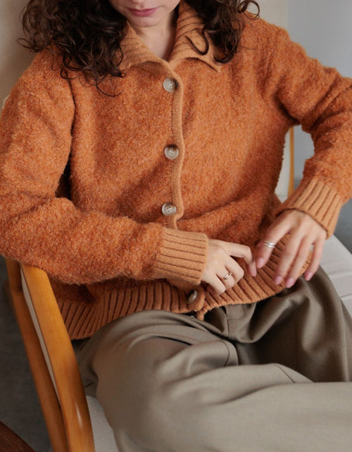 Load image into Gallery viewer, Collared Neck Button Down Long Sleeve Cardigan

