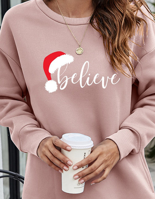 Load image into Gallery viewer, BELIEVE Graphic Tunic Sweatshirt
