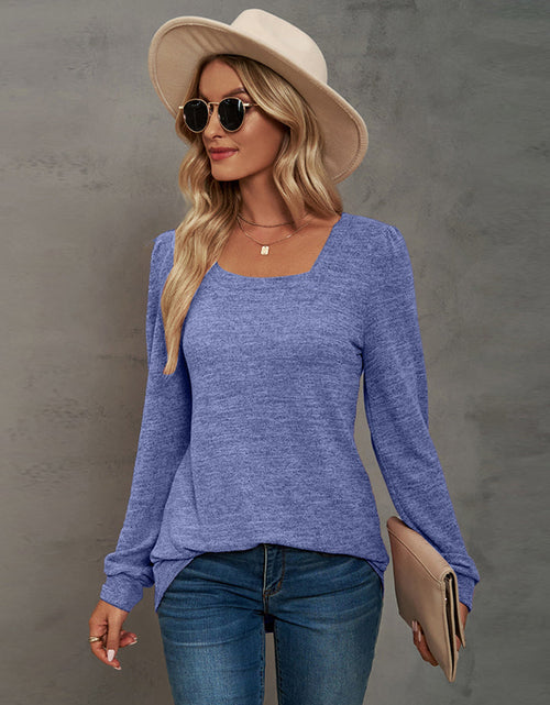 Load image into Gallery viewer, Heathered Square Neck Long Sleeve T-Shirt
