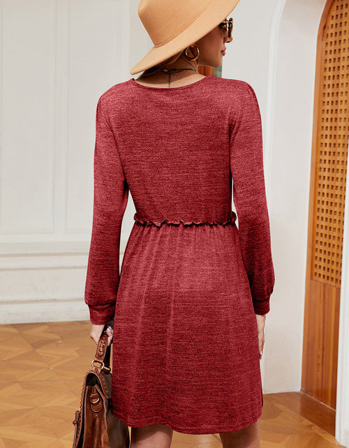 Load image into Gallery viewer, Frill Square Neck Long Sleeve Dress
