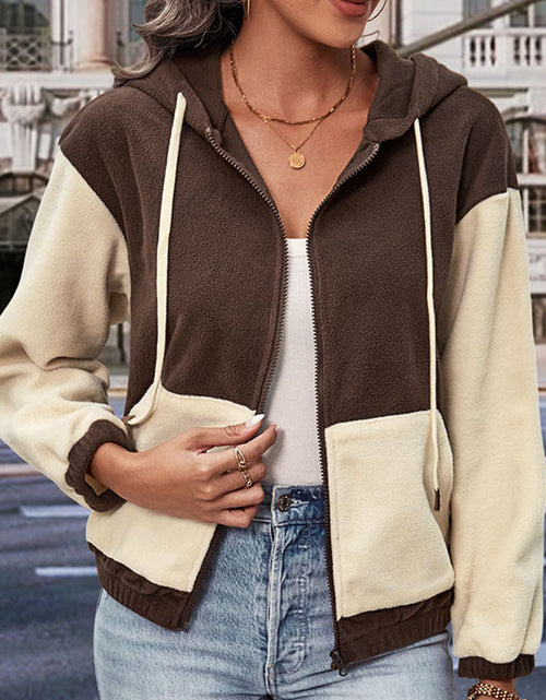 Load image into Gallery viewer, Perfee Two-Tone Zip-Up Dropped Shoulder Hooded Jacket
