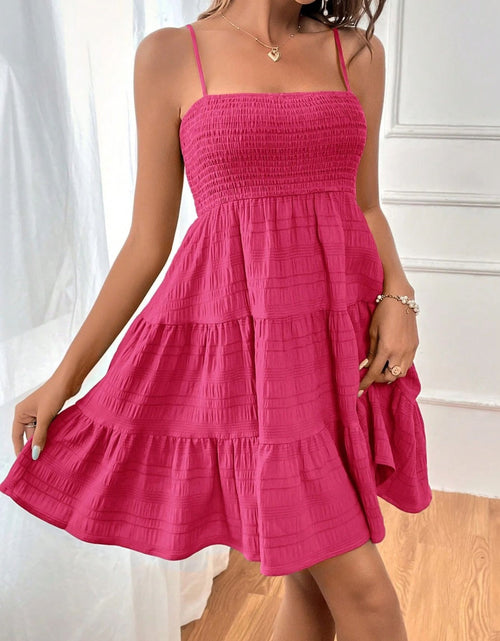 Load image into Gallery viewer, Tiered Smocked Square Neck Cami Dress
