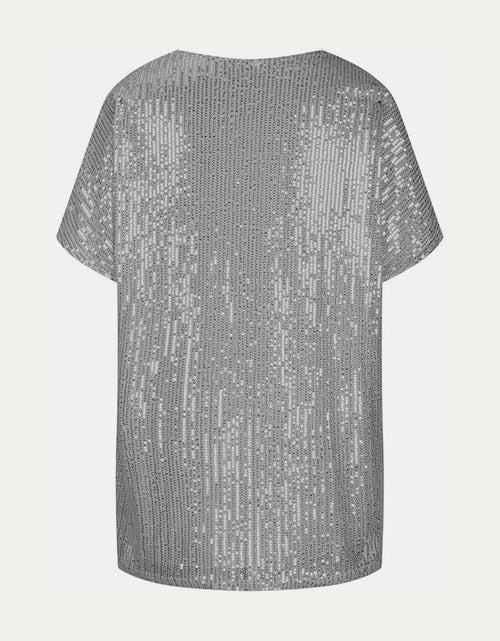 Load image into Gallery viewer, Full Size Sequin V-Neck Short Sleeve Top
