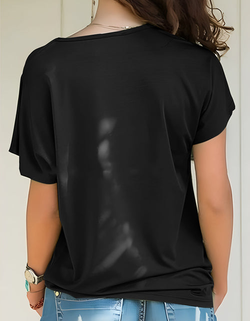 Load image into Gallery viewer, Asymmetrical Neck Short Sleeve T-Shirt
