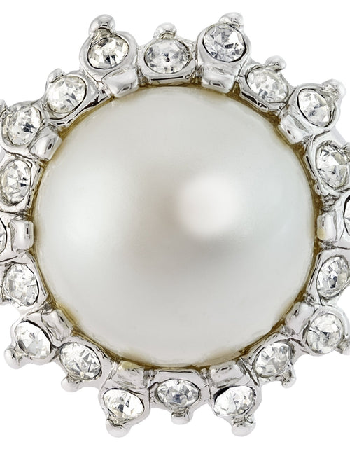 Load image into Gallery viewer, Vintage Ring 1970s Pearl Bead and Swarovski Crystal Ring 18k Gold  #R1782 by PVD Vintage Jewelry
