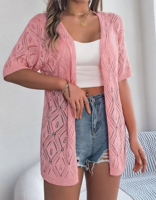 Load image into Gallery viewer, Openwork Open Front Half Sleeve Cardigan
