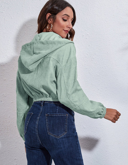 Load image into Gallery viewer, Drawstring Hooded Zip Up Jacket with Pockets
