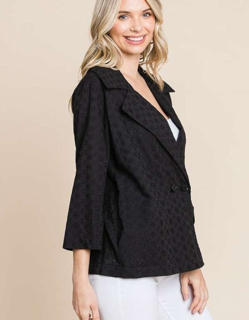 Load image into Gallery viewer, Culture Code Double Breasted Eyelet Jacket with Pockets
