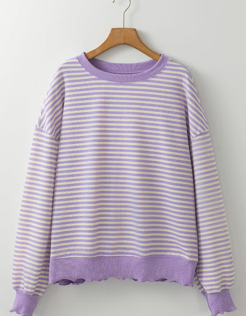 Load image into Gallery viewer, Striped Round Neck Long Sleeve Sweatshirt
