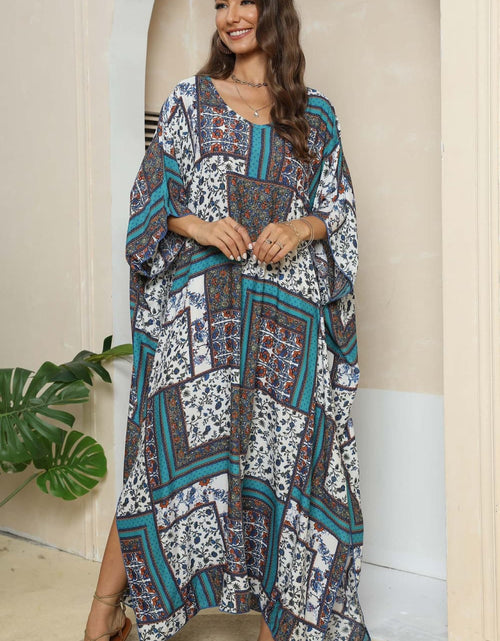 Load image into Gallery viewer, Printed V-Neck Split Maxi Dress
