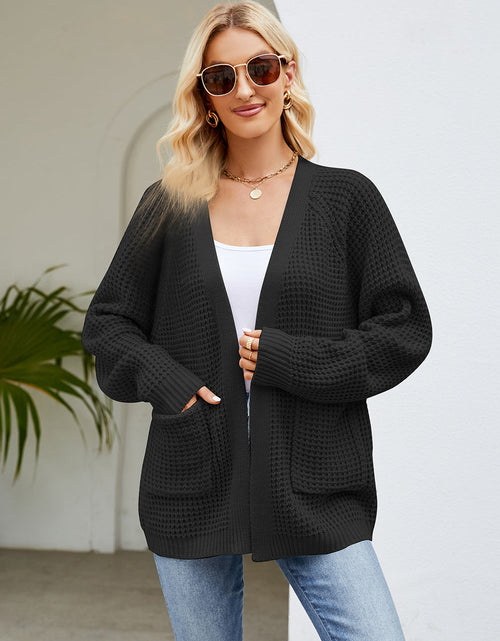 Load image into Gallery viewer, Open Front Long Sleeve Cardigan with Pockets
