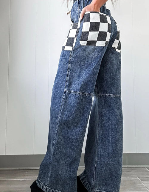 Load image into Gallery viewer, Checkered Wide Leg Jeans
