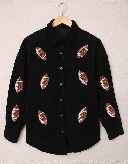 Load image into Gallery viewer, Sequin Football Button Up Long Sleeve Jacket
