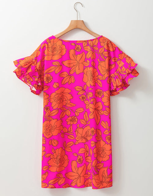 Load image into Gallery viewer, Ruffled Printed Short Sleeve Mini Dress
