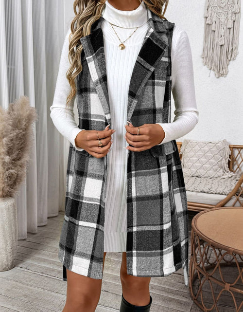 Load image into Gallery viewer, Perfee Tied Plaid Vest Coat
