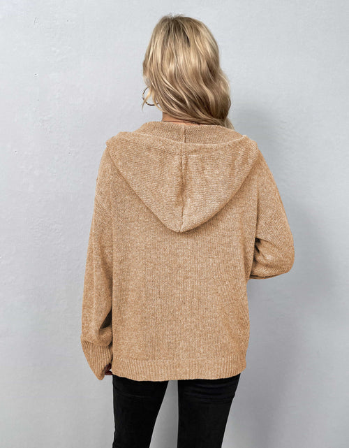 Load image into Gallery viewer, Button-Down Long Sleeve Hooded Sweater
