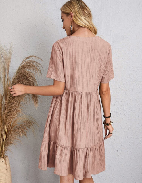 Load image into Gallery viewer, Full Size V-Neck Short Sleeve Dress
