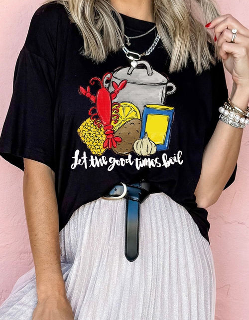 Load image into Gallery viewer, Graphic Round Neck Short Sleeve T-Shirt

