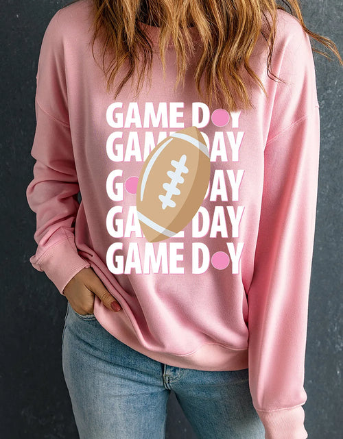 Load image into Gallery viewer, GAME DAY Round Neck Long Sleeve Sweatshirt
