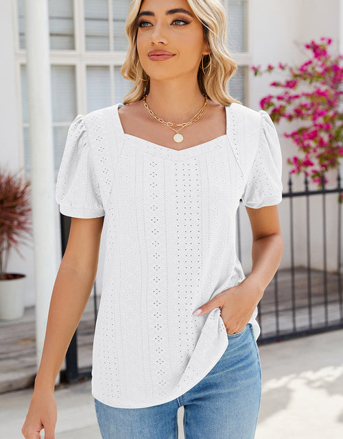 Load image into Gallery viewer, Eyelet Puff Sleeve T-Shirt

