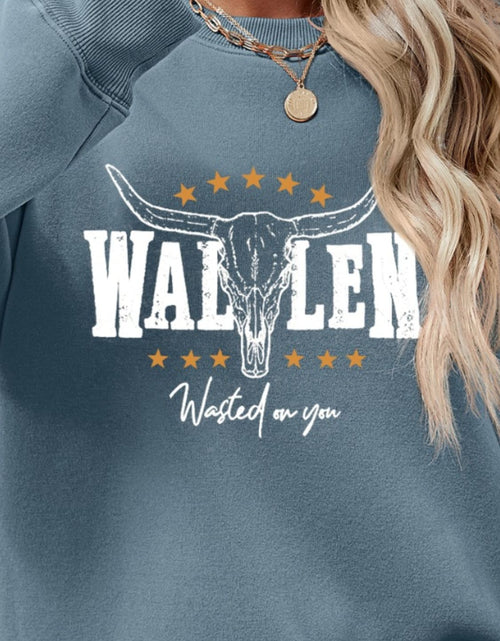 Load image into Gallery viewer, Graphic Round Neck Dropped Shoulder Sweatshirt
