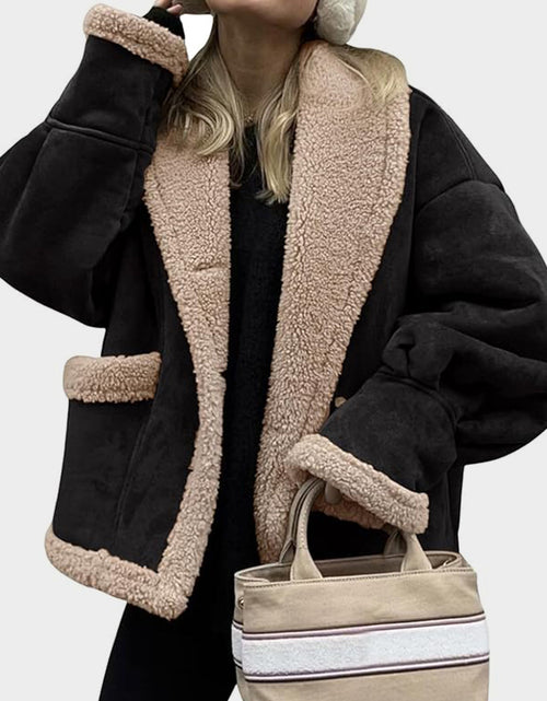 Load image into Gallery viewer, Fuzzy Collared Neck Long Sleeve Jacket
