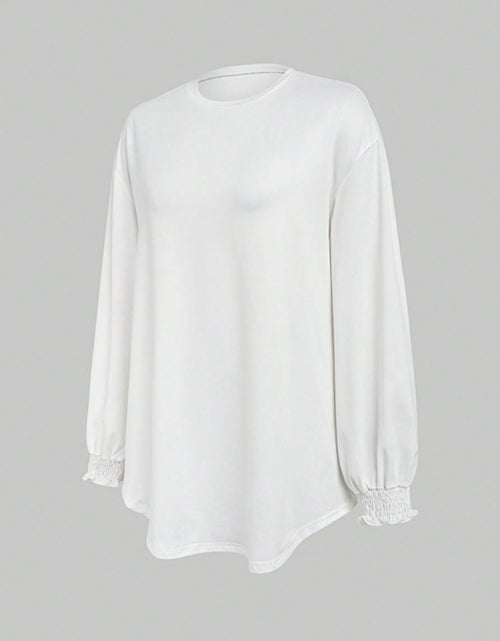 Load image into Gallery viewer, Smocked Cuff Round Neck Long Sleeve T-Shirt
