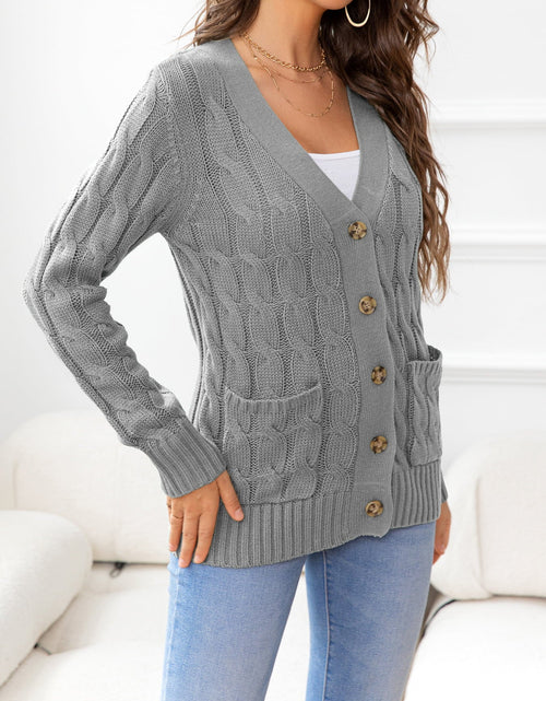 Load image into Gallery viewer, Button Down Cable-Knit Cardigan
