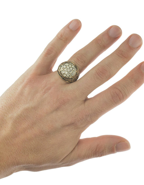 Load image into Gallery viewer, Vintage Men's Ring Clear Austrian Crystals 18k White or Yellow Gold Electroplated Made in USA by PVD Vintage Jewelry

