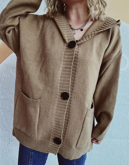 Load image into Gallery viewer, Dropped Shoulder Long Sleeve Hooded Cardigan

