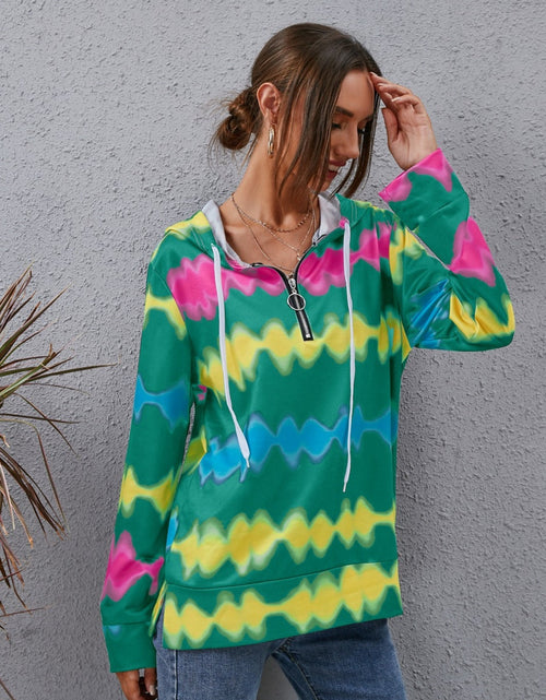 Load image into Gallery viewer, Contrast Quarter Zip Dropped Shoulder Hoodie
