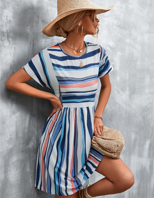 Load image into Gallery viewer, Striped Round Neck Dress
