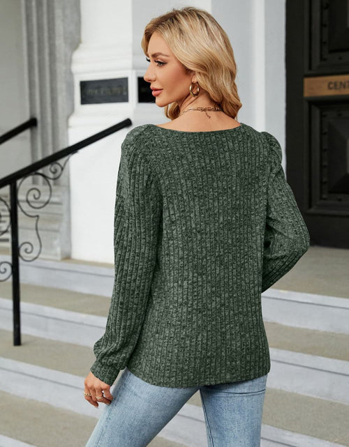 Load image into Gallery viewer, Ribbed Square Neck Long Sleeve T-Shirt
