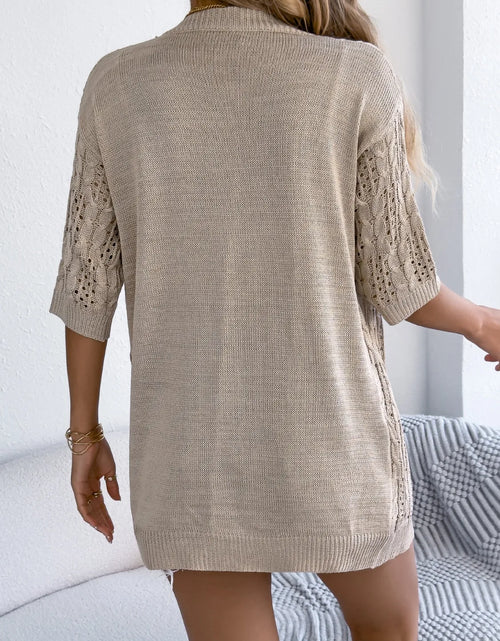 Load image into Gallery viewer, Openwork Open Front Half Sleeve Cardigan
