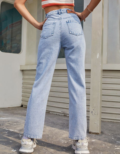 Load image into Gallery viewer, High Waist Straight Jeans with Pockets
