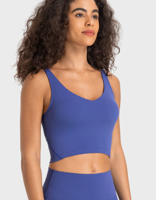 Load image into Gallery viewer, Millennia Deep V-Neck Crop Sports Bra
