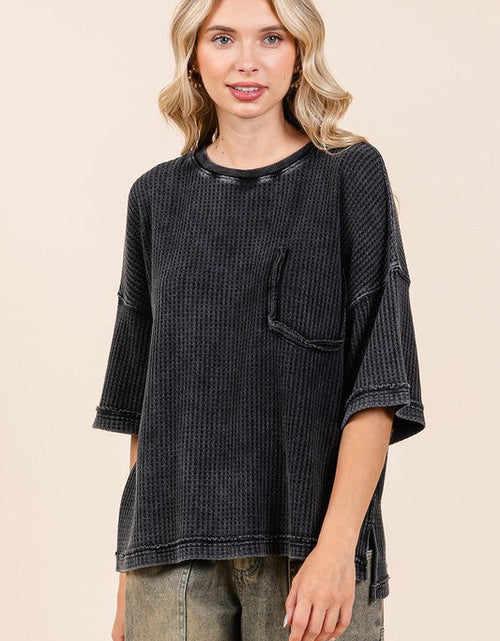 Load image into Gallery viewer, Mittoshop Mineral Wash Waffle Knit Short Sleeve Top
