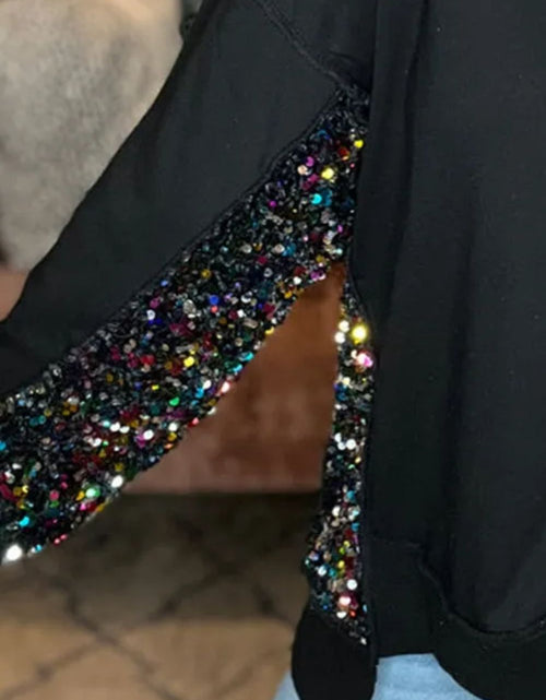 Load image into Gallery viewer, Sequin Half Button Long Sleeve Sweatshirt
