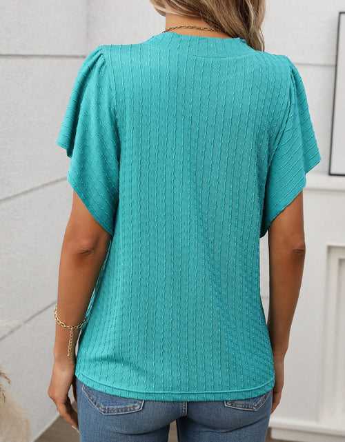 Load image into Gallery viewer, Round Neck Flutter Sleeve T-Shirt
