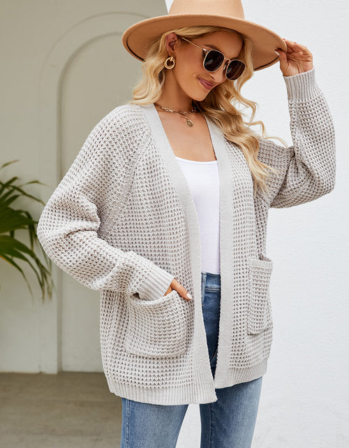 Load image into Gallery viewer, Open Front Long Sleeve Cardigan with Pockets
