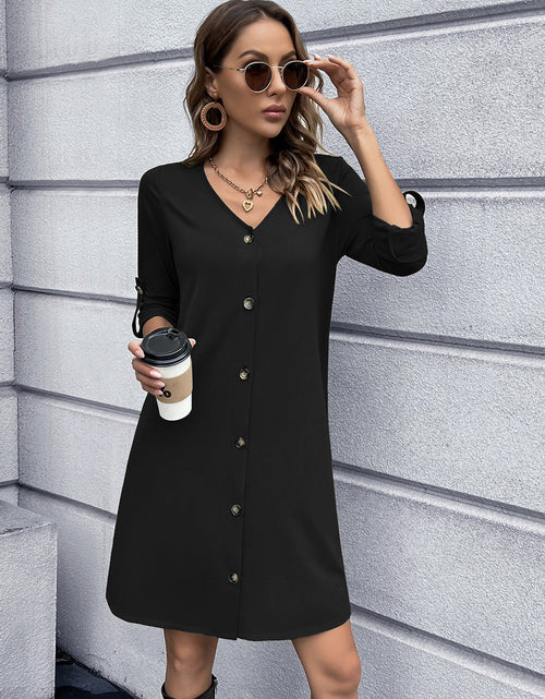 Load image into Gallery viewer, Ivy Lane Button Down V-Neck Mini Dress
