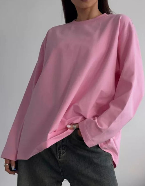 Load image into Gallery viewer, Round Neck Dropped Shoulder Long Sleeve T-Shirt
