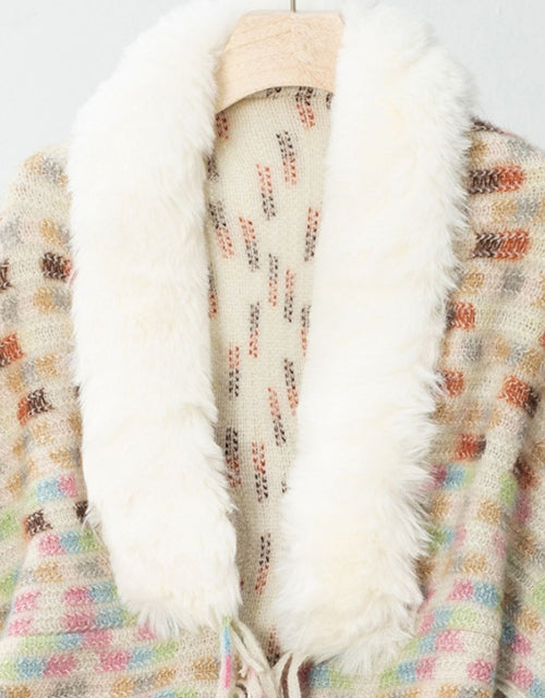 Load image into Gallery viewer, Fringe Fuzzy Open Front Poncho

