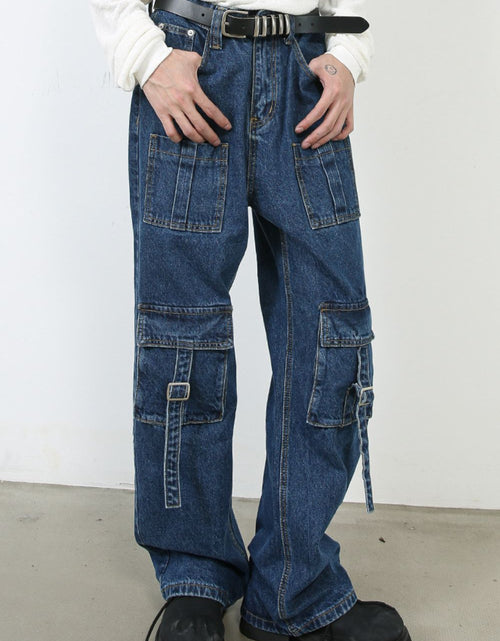Load image into Gallery viewer, Men's Mid Rise Jeans with Cargo Pockets
