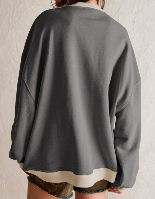Load image into Gallery viewer, Contrast Dropped Shoulder Long Sleeve Sweatshirt
