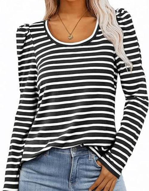Load image into Gallery viewer, Striped Round Neck Long Sleeve T-Shirt
