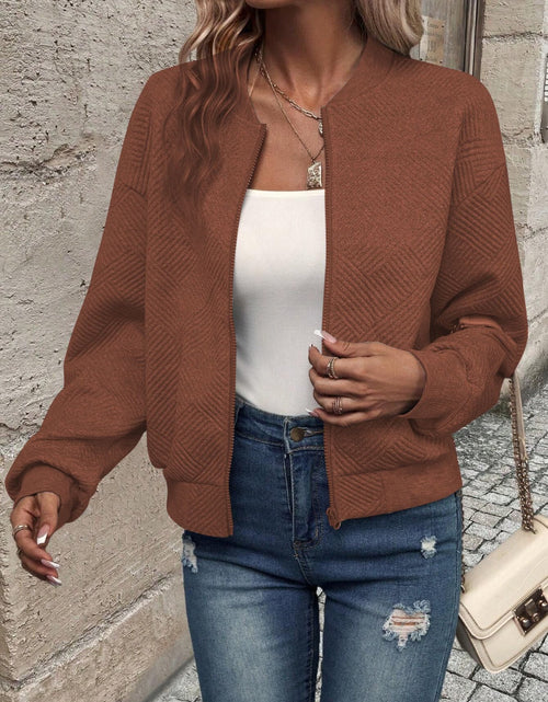 Load image into Gallery viewer, Textured Zip Up Long Sleeve Jacket
