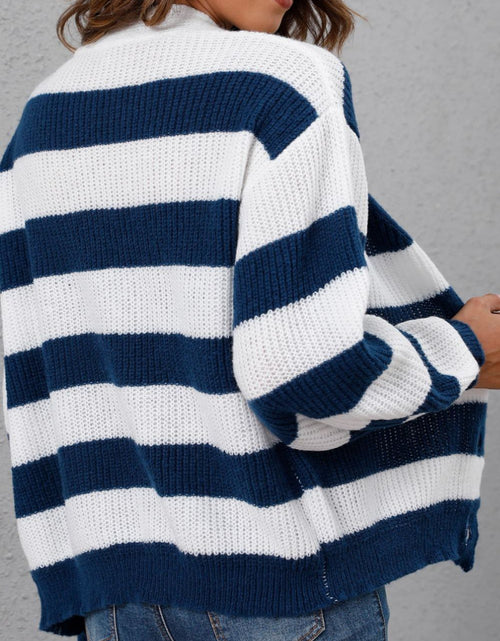 Load image into Gallery viewer, Striped Button Up Long Sleeve Sweater
