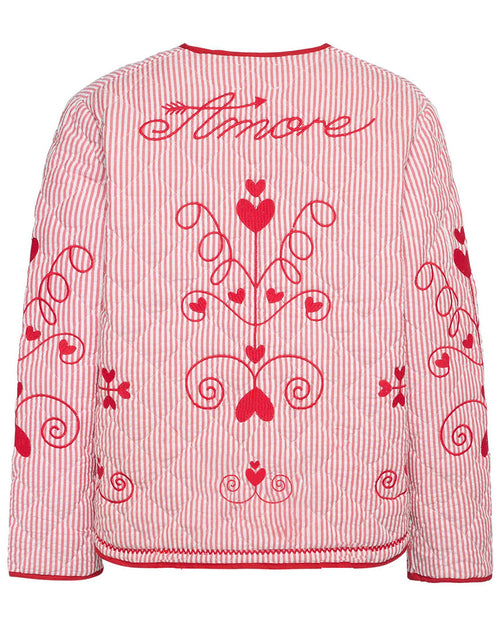 Load image into Gallery viewer, Embroidered Tied Striped Round Neck Coat

